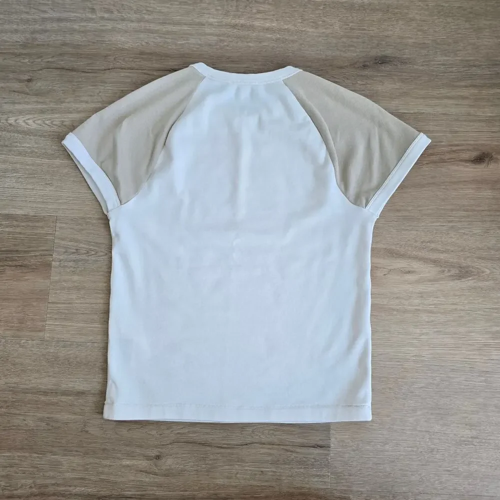 Madewell Baby Tee Beige and Tan Color Block Soft - Picture 5 of 6